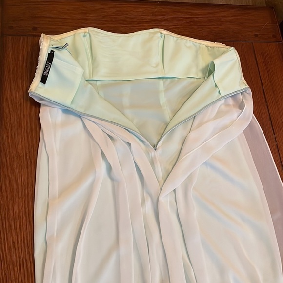 Badgley Mischka Sea Foam Green Strapless Dress Size 6 - Picture 4 of 8